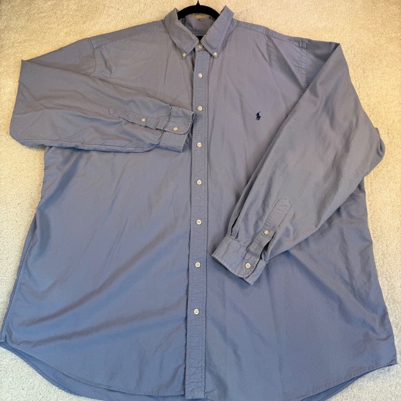 Ralph Lauren 3XLT Long Sleeve Button Down Shirt Blue Polo Pony Logo - Picture 1 of 8